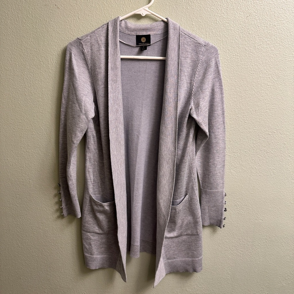 JM Collection Open Cardigan Sweater Size PP Gray - Picture 2 of 8